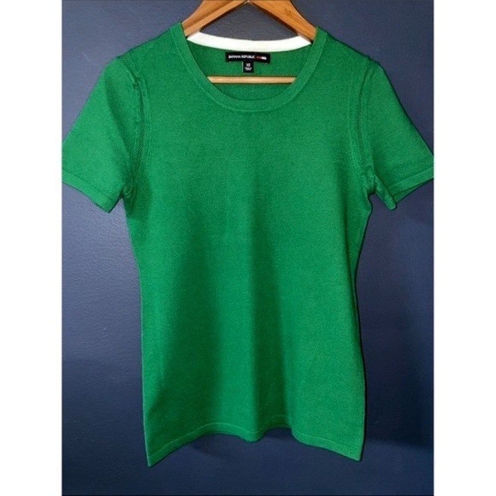 Banana Republic x MadMen Short Sleeve Viscose Sweater Green Size XS NWOT